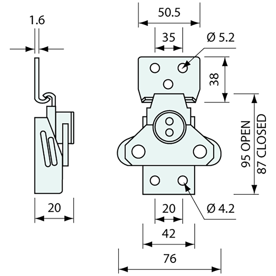 Hold Down Latch Zinc 119x76mm
